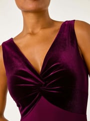 Roman Purple Velvet Bodice Stretch Maxi Dress - Image 5 of 5