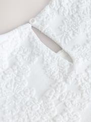 Cream Textured Puff Sleeve Occasion Dress (3-16yrs) - Image 5 of 6