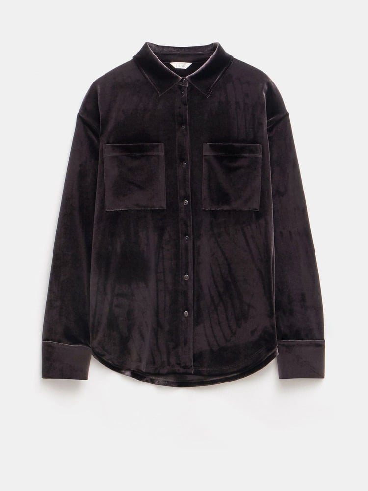 Hush Brown Oversized Hadley Velvet Shirt - Image 5 of 5