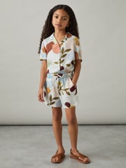 Reiss Multi Tommi Printed Drawstring-Waist Shorts - Image 1 of 4
