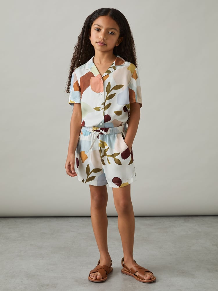 Reiss Multi Tommi Printed Drawstring-Waist Shorts - Image 1 of 4