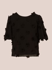 Adrianna Papell Crew Neck All Over 3D Flower Chiffon Top - Image 6 of 7