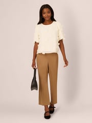 Adrianna Papell Crew Neck All Over 3D Flower Chiffon Top - Image 3 of 7