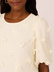 Adrianna Papell Crew Neck All Over 3D Flower Chiffon Top - Image 4 of 7