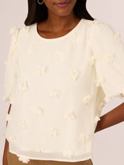 Adrianna Papell Crew Neck All Over 3D Flower Chiffon Top - Image 5 of 7