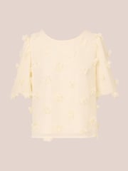 Adrianna Papell Crew Neck All Over 3D Flower Chiffon Top - Image 6 of 7