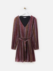 Oliver Bonas Pink Ombre Metallic Mini Dress - Image 3 of 8