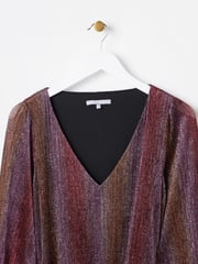 Oliver Bonas Pink Ombre Metallic Mini Dress - Image 5 of 8