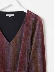 Oliver Bonas Pink Ombre Metallic Mini Dress - Image 7 of 8
