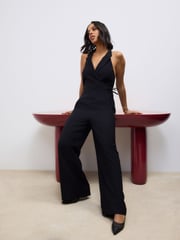 Black Halter Neck Jumpsuit - Image 1 of 4