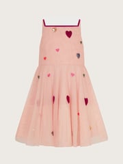 Monsoon Pink Strappy Appliqué Heart Dress - Image 2 of 3