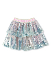 Billieblush Silver Iridescent Sequin Rara Party Skirt With Logo Waistband - Image 1 of 2