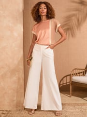Love & Roses Pink and White Satin Front Jersey T-Shirt - Image 3 of 4
