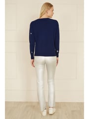 Yumi Blue Relaxed Fit Foil Star Print Jumper - Image 4 of 5