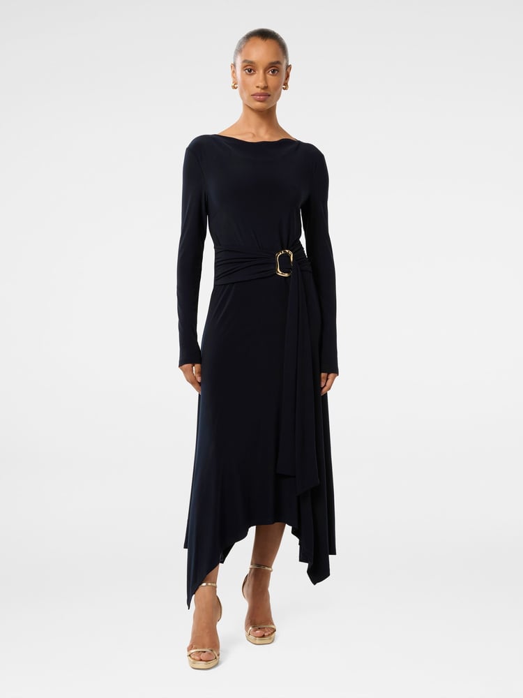 Forever New Blue Petite Roxanna Hanky Hem Belted Dress - Image 1 of 4