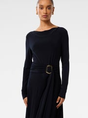 Forever New Blue Petite Roxanna Hanky Hem Belted Dress - Image 3 of 4
