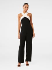Forever New Black Andie Contrast Halter Neck Jumpsuit - Image 1 of 4