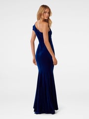 Forever New Blue Elena Velvet One Shoulder Gown - Image 2 of 4