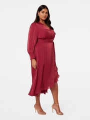 Forever New Red Mabel Curve Metallic Wrap Midi Dress - Image 4 of 5