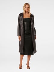 Forever New Brown Ronnie Vegan Leather Trench Coat - Image 1 of 5