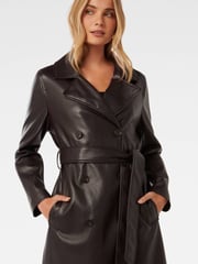 Forever New Brown Ronnie Vegan Leather Trench Coat - Image 3 of 5
