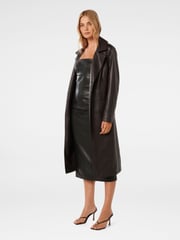 Forever New Brown Ronnie Vegan Leather Trench Coat - Image 4 of 5