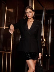 Forever New Black Elliott Tuxedo Double Breasted Blazer - Image 1 of 6