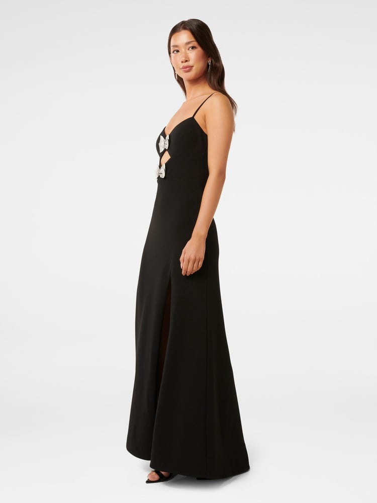 Forever New Black Brynn Strappy Bow Maxi Dress - Image 4 of 4
