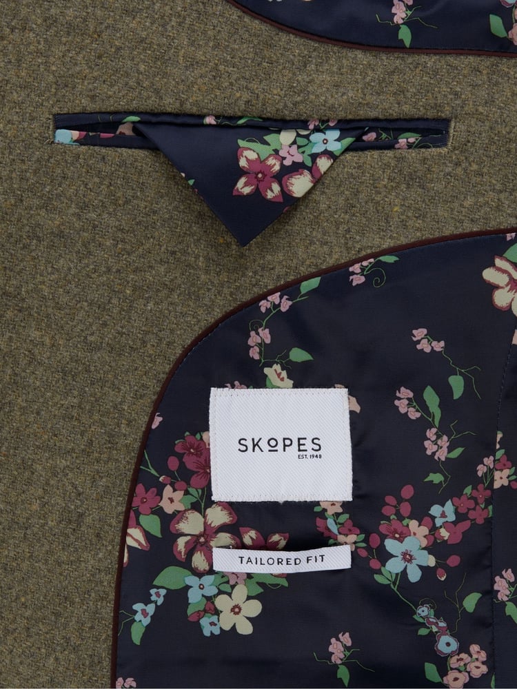 Skopes Green Tailored Fit Tweed Effect Ingram Jacket - Image 5 of 5