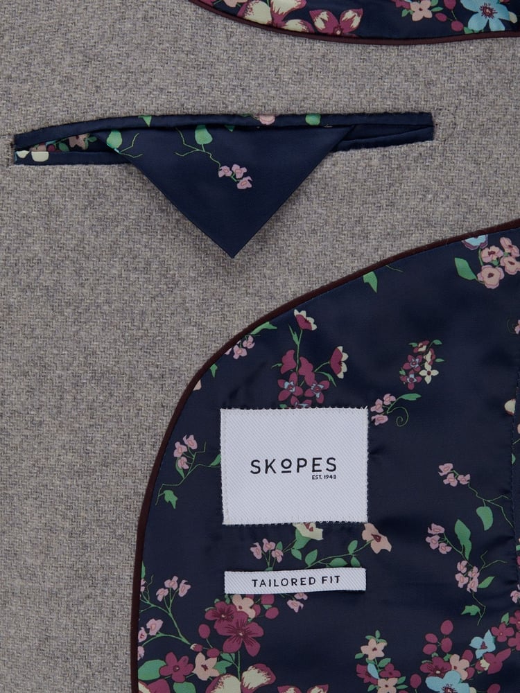Skopes Grey Tailored Fit Tweed Effect Ingram Jacket - Image 5 of 5
