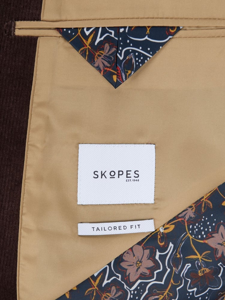 Skopes Brown Tailored Fit Corduroy Taylor Jacket - Image 6 of 6