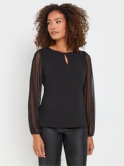 M&Co Black Keyhole Detail Scuba Mesh Top - Image 1 of 5