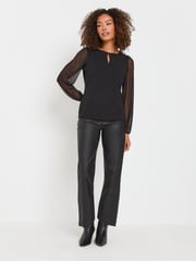 M&Co Black Keyhole Detail Scuba Mesh Top - Image 2 of 5