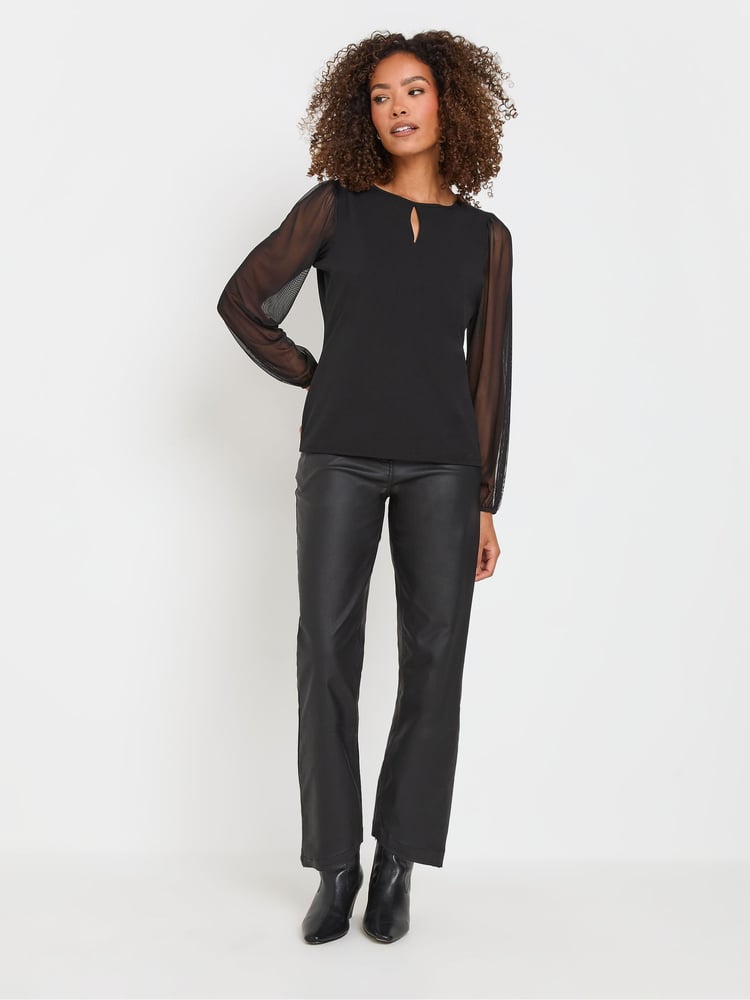 M&Co Black Keyhole Detail Scuba Mesh Top - Image 2 of 5