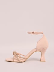 Friends Like These Nude Standard Fit Embellished Diamante Knot Mid Heels Sandals - Image 5 of 5