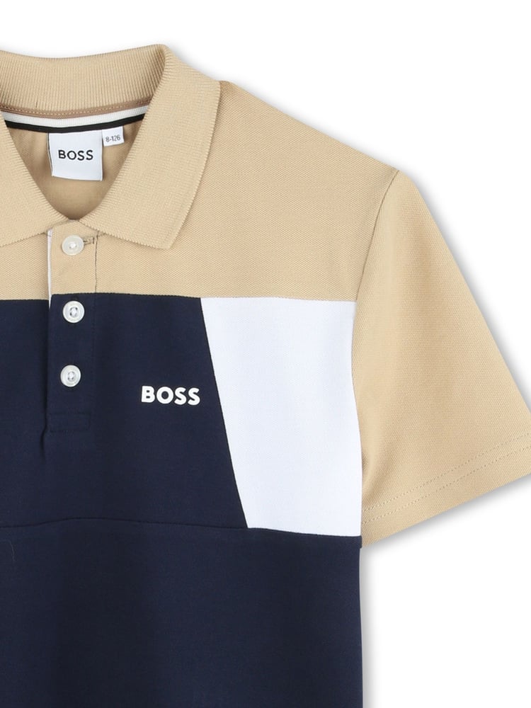 BOSS Blue Colour Block Short Sleeve Polo Shirt - Image 3 of 3