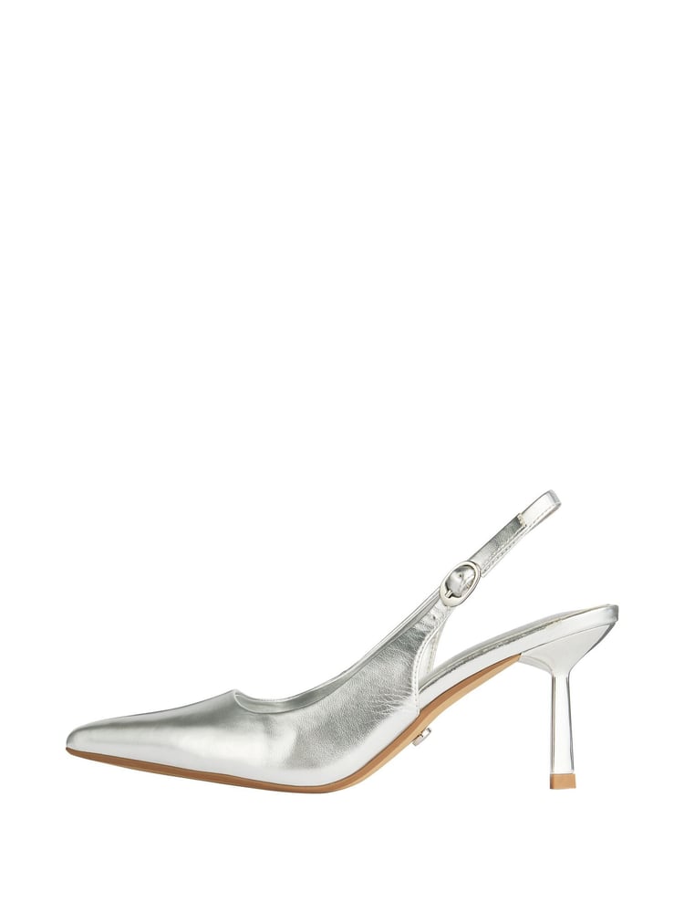Lipsy Silver Mid Heel Faux Leather Slingback Court Shoes - Image 5 of 5