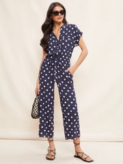 Friends Like These Blue Culotte Jumpsuit With Tie Belt - Image 1 of 4