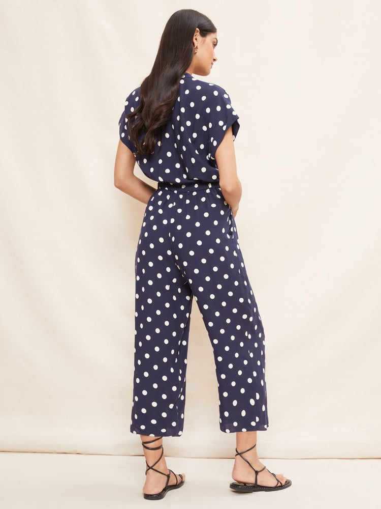Friends Like These Blue Culotte Jumpsuit With Tie Belt - Image 2 of 4