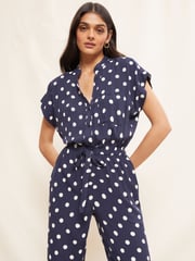 Friends Like These Blue Culotte Jumpsuit With Tie Belt - Image 4 of 4