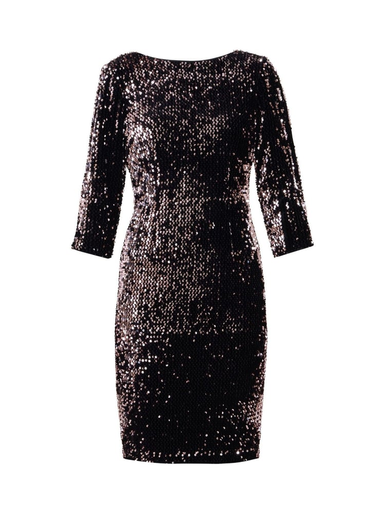 Gina Bacconi Arianne Sequin Velvet Black Dress - Image 6 of 6
