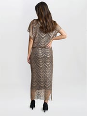 Gina Bacconi Arleen Long Blouson Fringe Hem Dress - Image 2 of 5