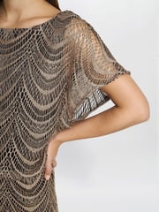 Gina Bacconi Arleen Long Blouson Fringe Hem Dress - Image 4 of 5