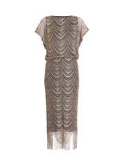 Gina Bacconi Arleen Long Blouson Fringe Hem Dress - Image 5 of 5