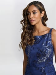 Gina Bacconi Blue Blake Floral Sequin Ankle Length Dress - Image 4 of 5