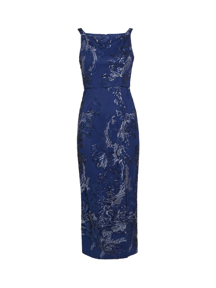 Gina Bacconi Blue Blake Floral Sequin Ankle Length Dress - Image 5 of 5