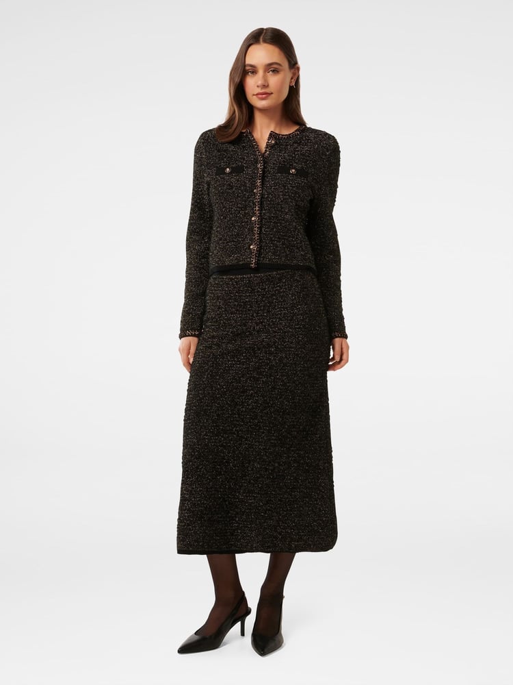Forever New Black Anais Tweed Co-ord Midi Skirt - Image 5 of 5