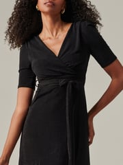 Jolie Moi Black Metallic Tie Waist Wrapped Maxi Dress - Image 3 of 6