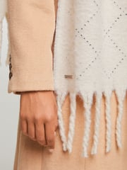 Lipsy Cream Cosy Embellished Argyle Brushed Scarf - Image 2 of 4