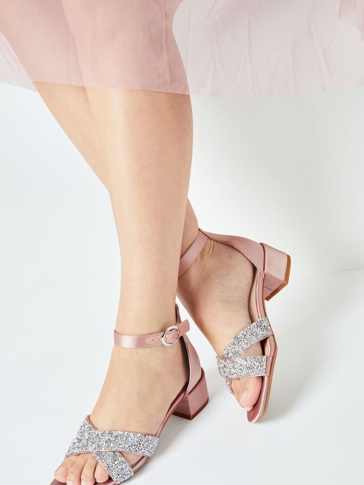 Lipsy Nude Low Block Heel Occasion Sandals - Image 1 of 4